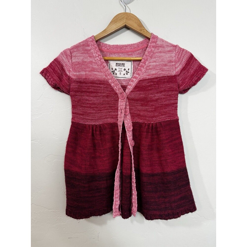 Mossimo Pink Ombre' Cardigan Button Front Knit Sweater Dressy Kids Y2K